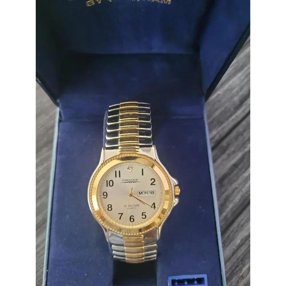 Rare‎ Vintage Waltham Prestige 80's Diamond Dial Men's Watch